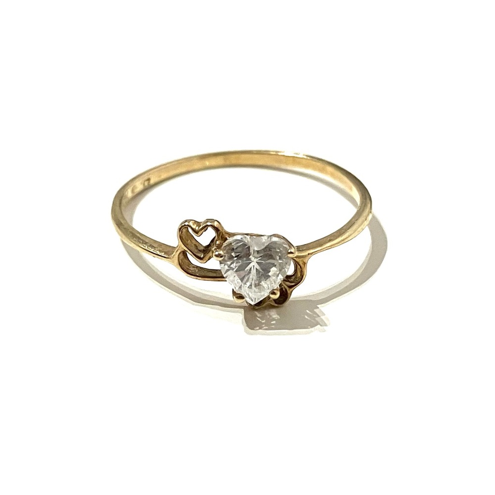 10K Gold Dainty Heart Shaped CZ Ring